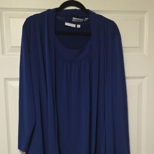 Susan Graver Royal Blue Cardigan With Tank Top